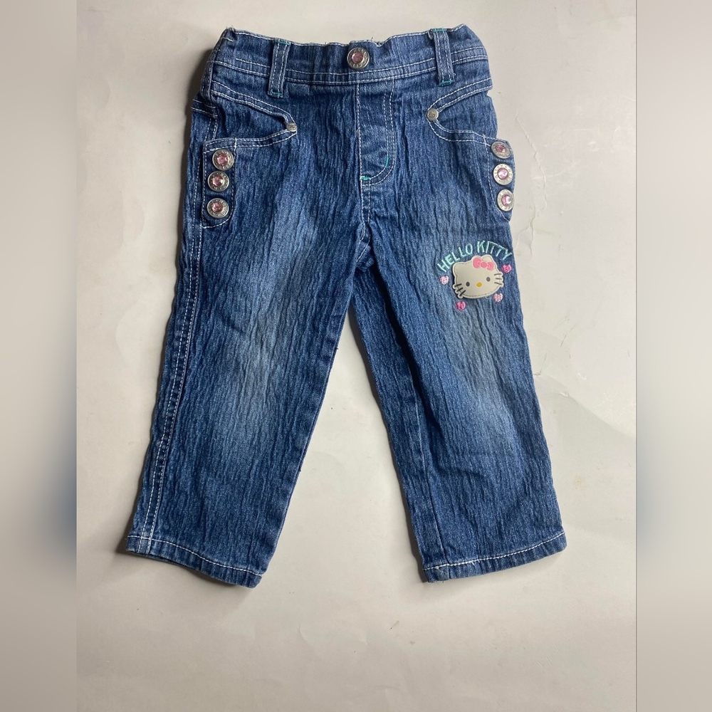 4/$20 Girls size 18 months hello Kitty jeans EUC